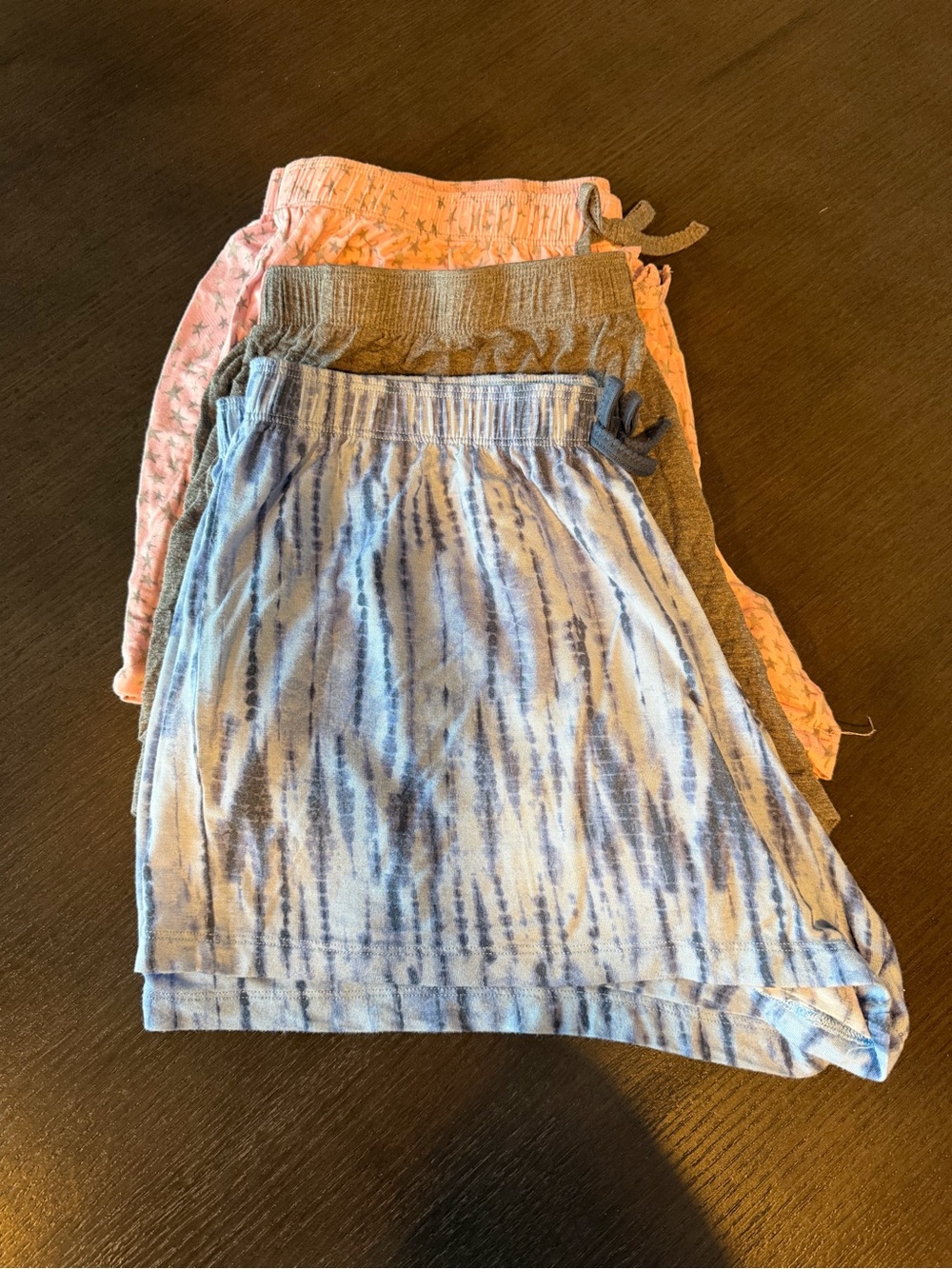 Set of 3 Women’s Blue Tie-Dye Casual Shorts - Elastic Waist
